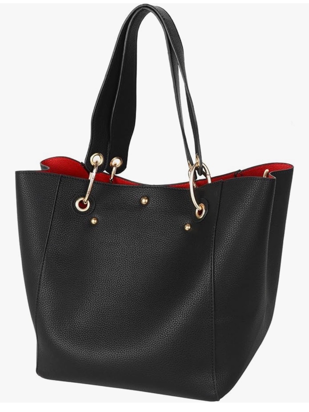 Oversized Black Tote Bag w/ Detachable Pouch & Shoulder Strap